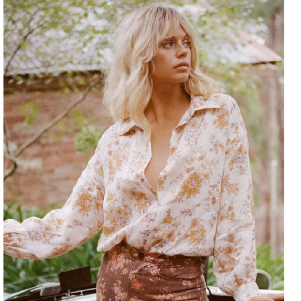 NWT $199 SPELL Meadowland Linen Blouse XXL !!!